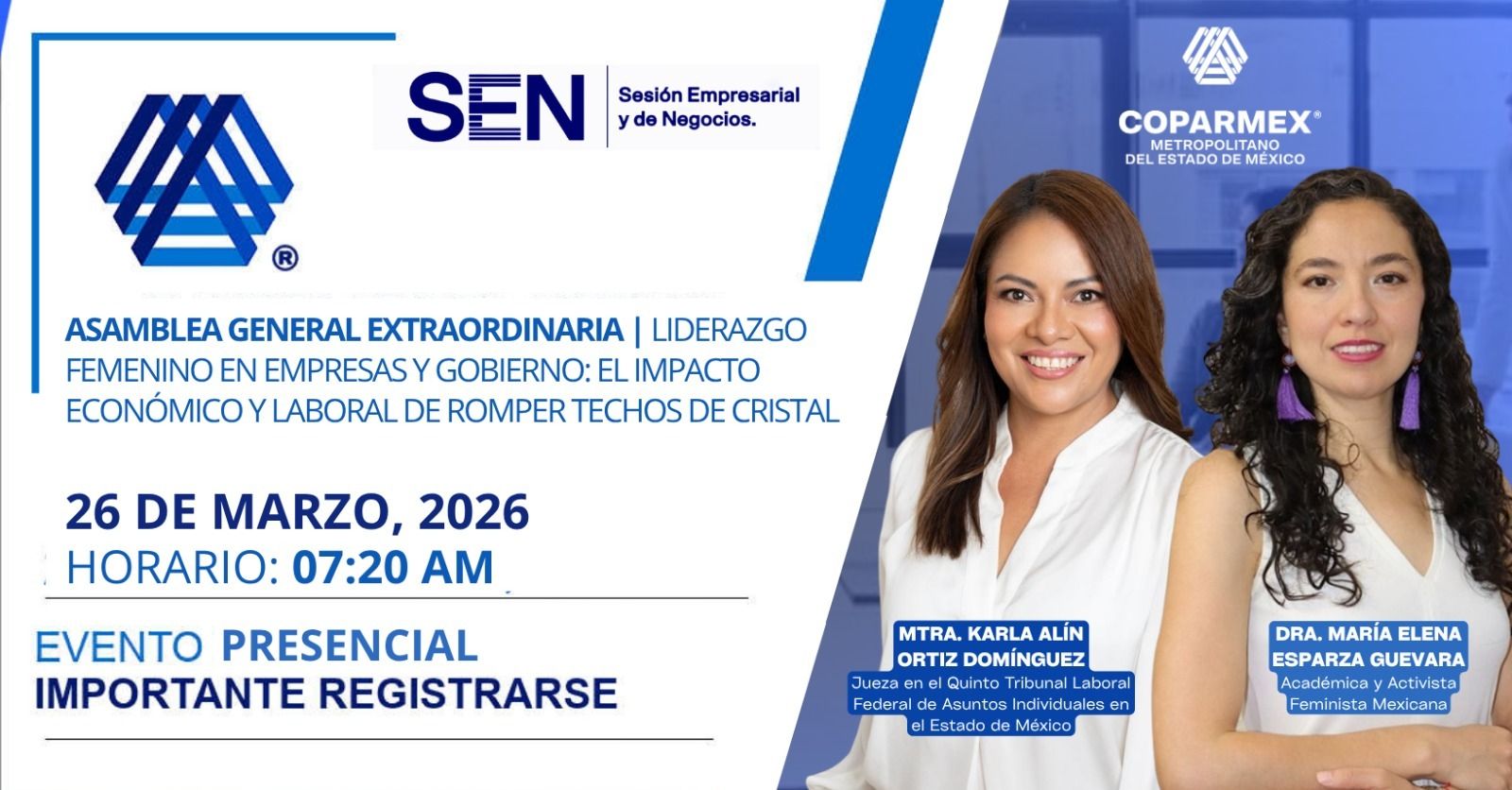 Asamblea General Extraordinaria- Liderazgo Femenino en Empresas y Gobierno: El Impacto Económico y Laboral de Romper Techos de Cristal